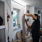 Ashraf Hanna at work in his studio 2019